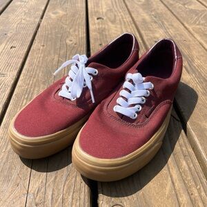 Vans Off The Wall Maroon Canvas Skate Shoes Womens Sz 10 Low Top  Men’s Sz 8.5